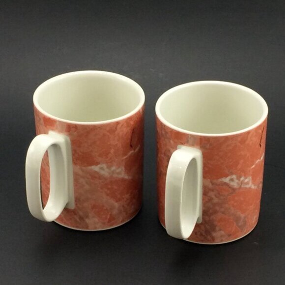 2 Vintage Siena Villeroy Boch Porcelain Tea Coffee Mugs Cups Salmon Orange - Picture 7 of 15